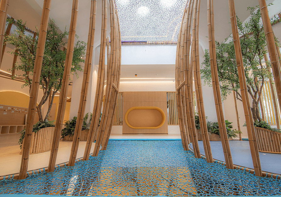 Interior with bamboo and pool